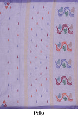 Lavender Bengal Cotton Saree with Multicolor Thread Butta and Artistic Pallu
