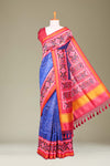 Blue Art Silk Saree Bandhani Design Across The Body With Contrast Patola Design Pallu Along With Blouse