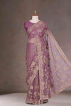 Twill Net Gold Zari Embroidery With Zarkan Diamond Saree