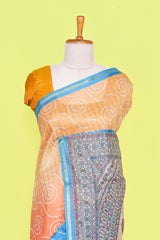 Multi Color Chanderi Cotton SareeBandhani Design Across The Body With Madhubani Print Pallu Along With Flower Motifs Blouse