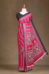Red Modal Silk Saree The Body Has Ajrakh Design The Pallu Are Highlighted Vibrant Red Printed Along With Ajrakh Print Blouse