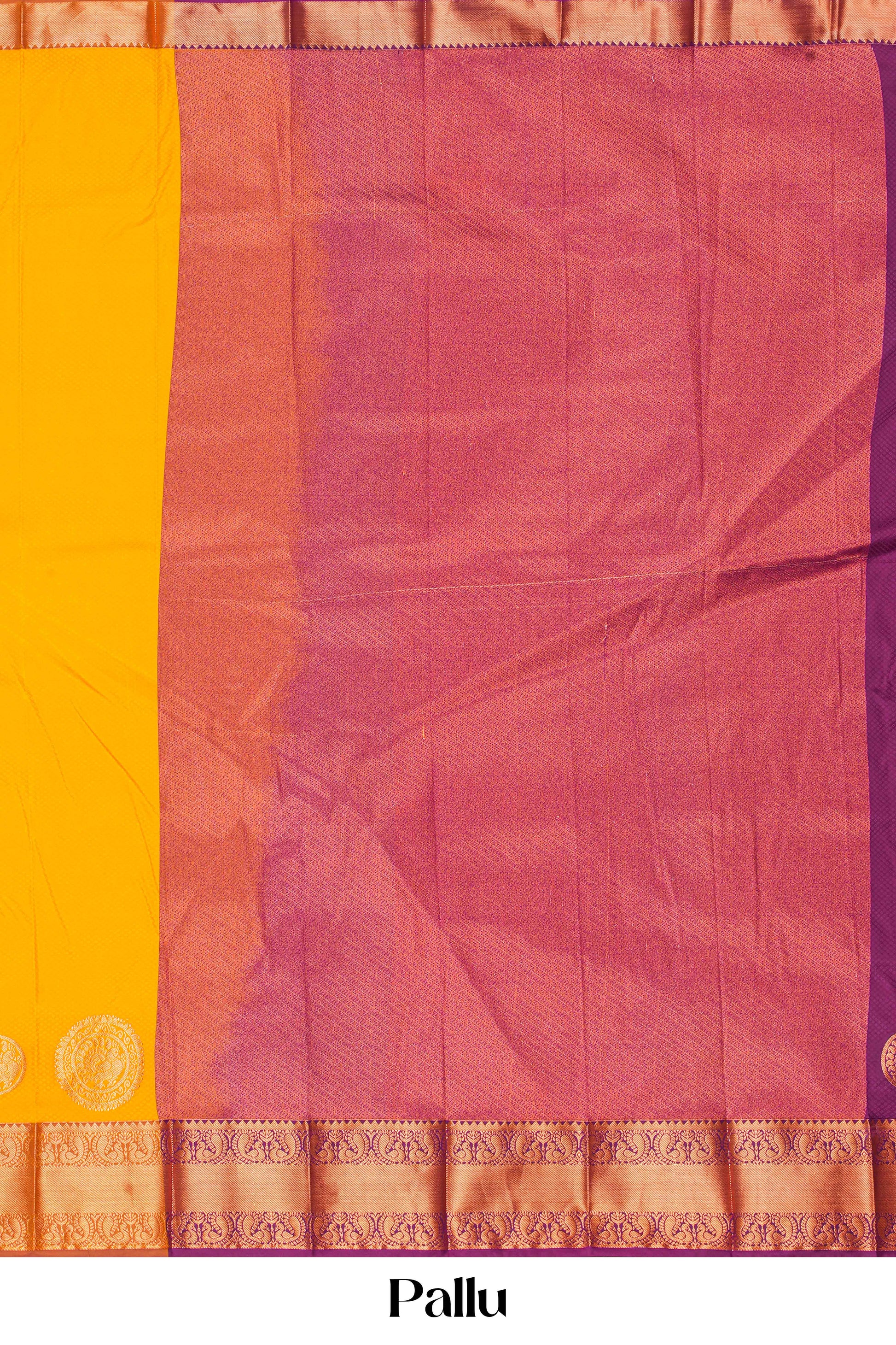 yellow art silk saree