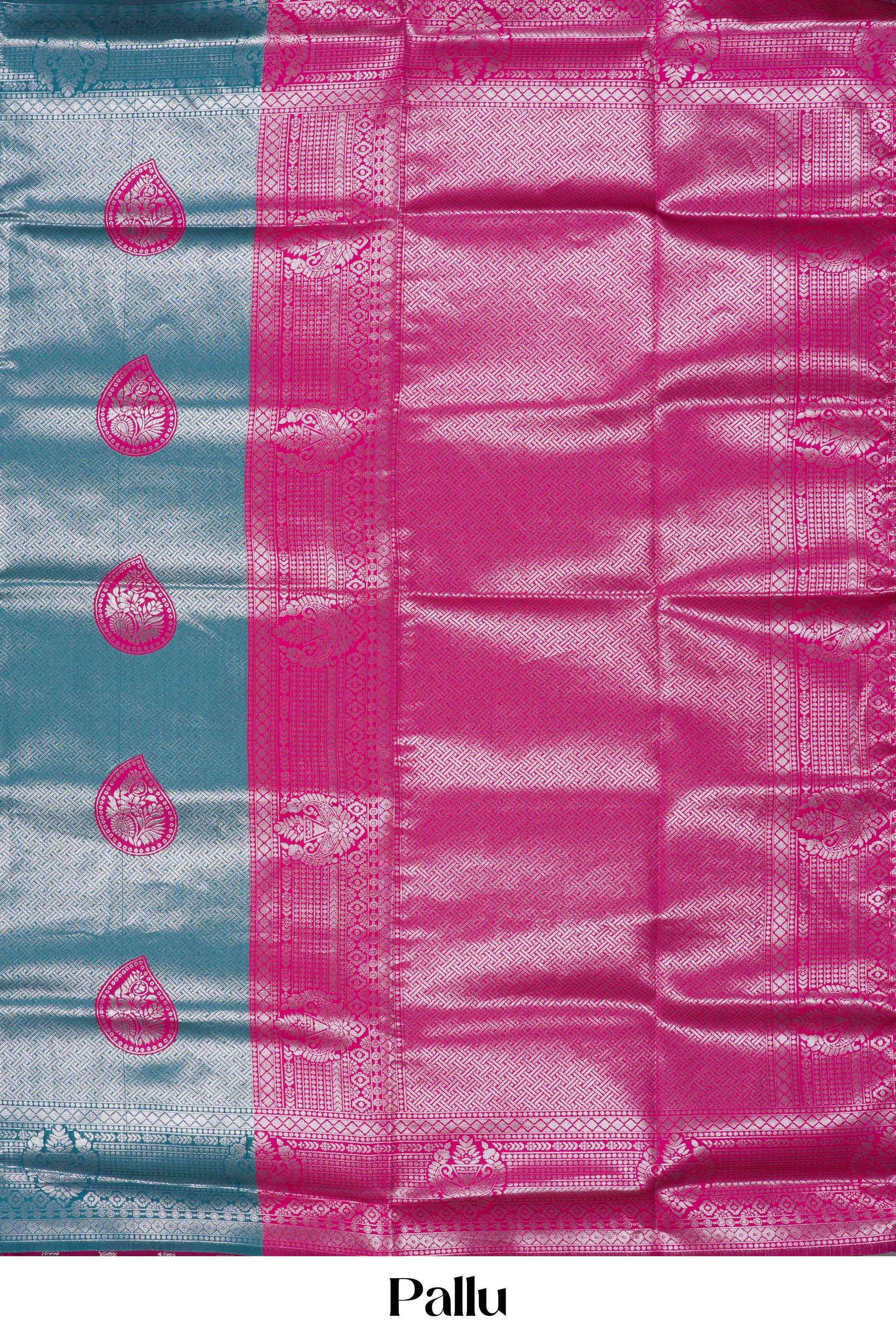 peacock color lichi silk saree