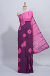 Borderless purple shibori motifs design mul mul cotton saree with self pallu