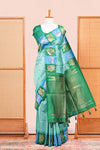 Semi Art Silk Saree All Over Zari Butta With Contrast Golden Zari Weaving Pallu