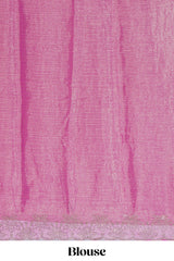 Pink wave embroidery work designer saree with self border and matching blouse
