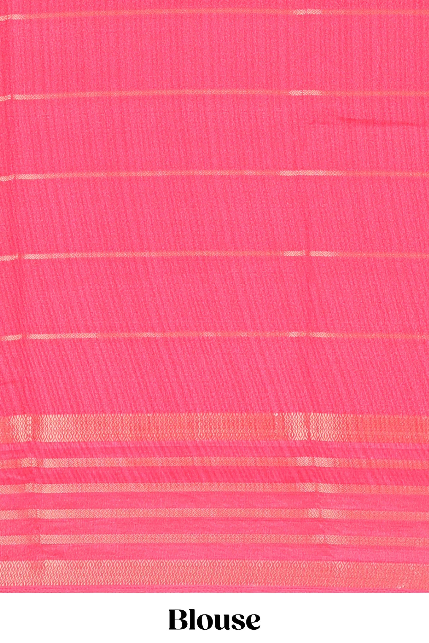 Pink moss chiffon saree with striped floral print, contrast zari border and pallu