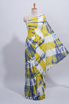 Multi color shibori design mul mul cotton saree with self pallu