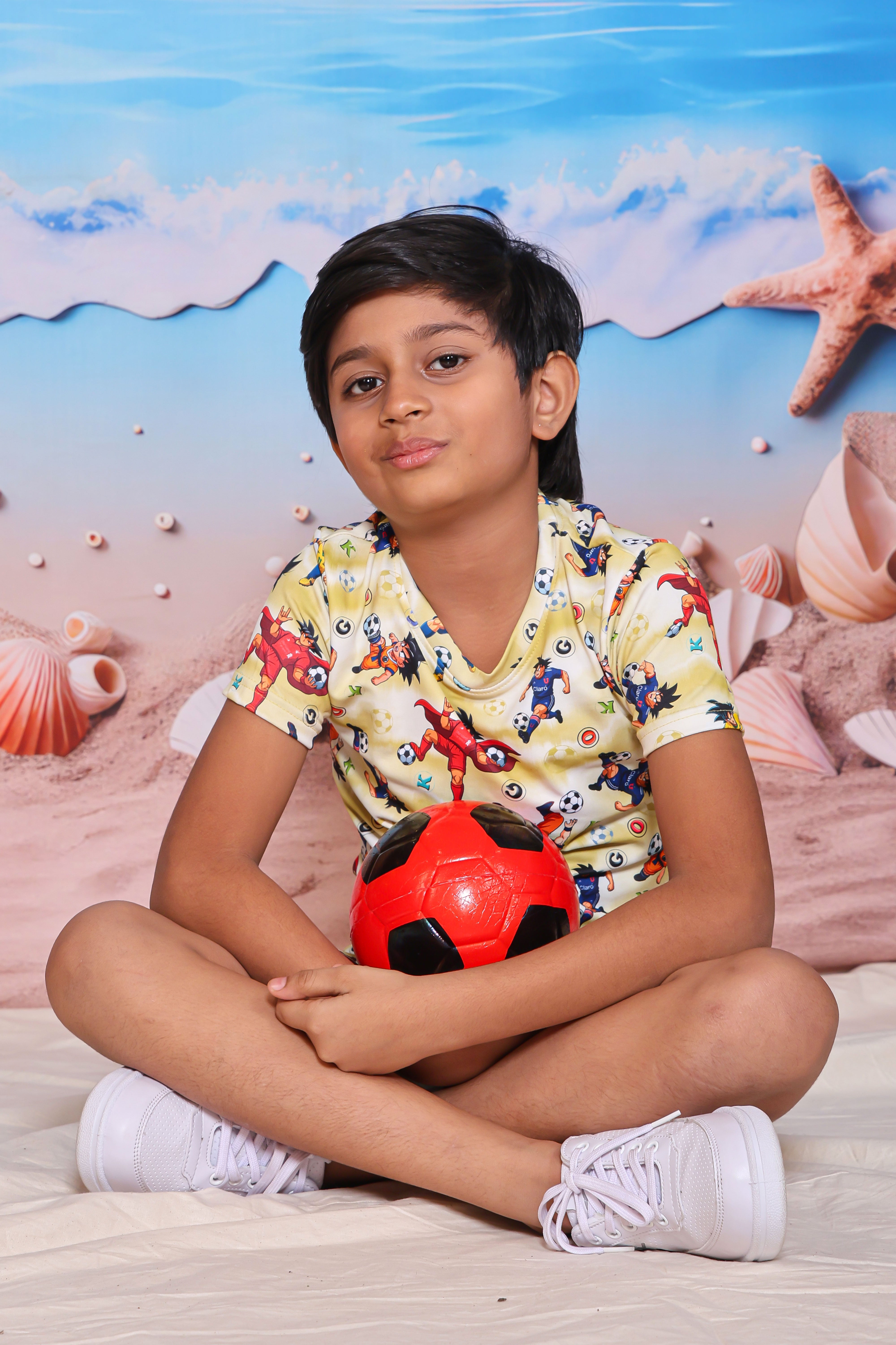 Boys Yellow Anime Print T-Shirt and Shorts 2-Piece Nightwear Set