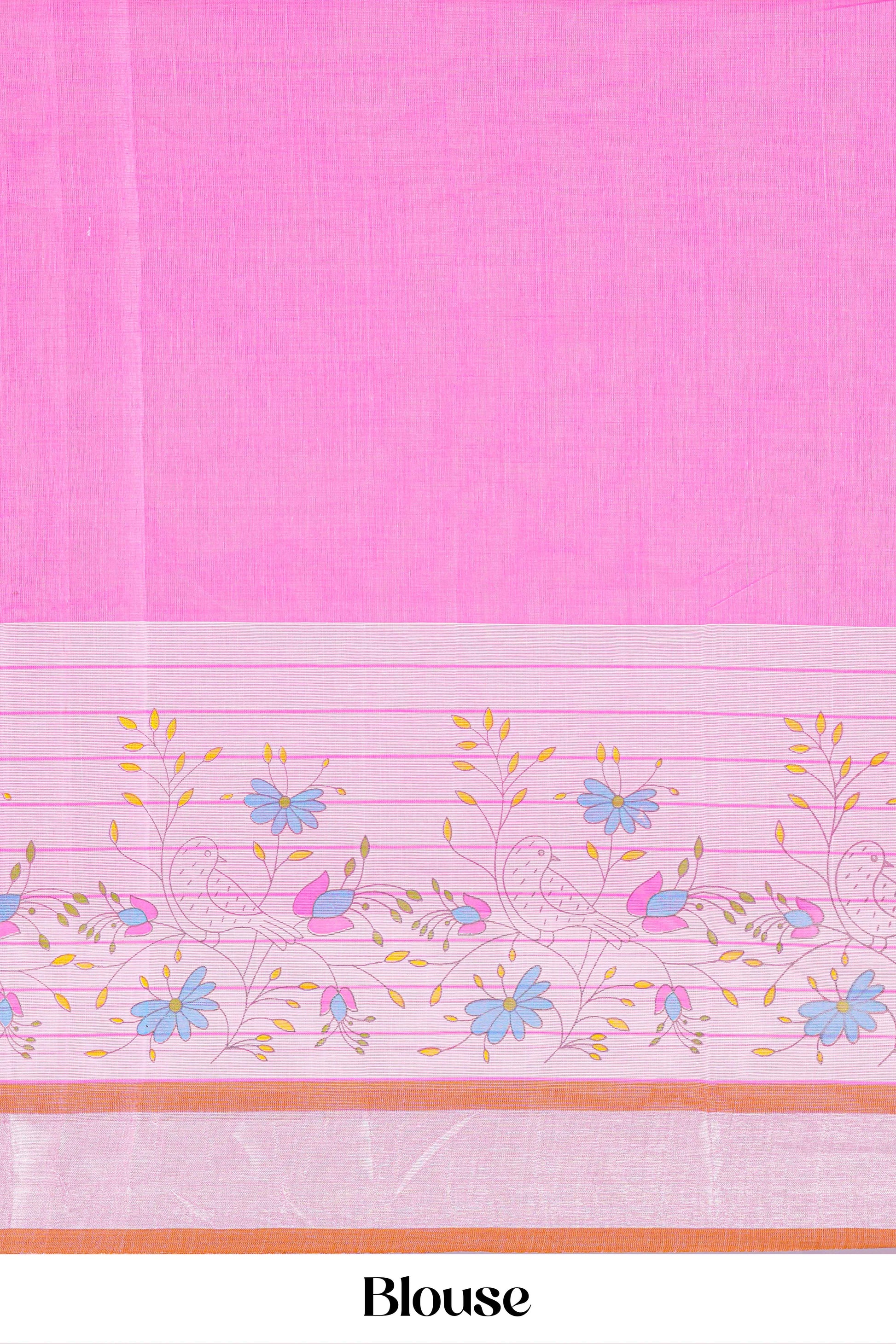 Pink blouse with floral patterns