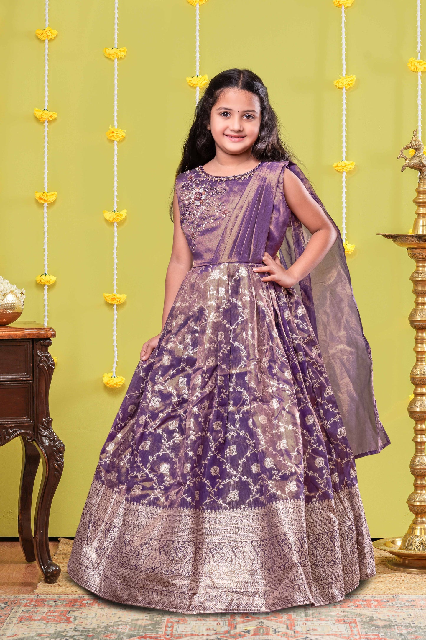 Girl's Banarasi Gown
