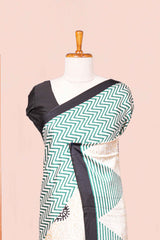 Modal Silk Saree Lightweight ,Flowy. Chevron Design Contrast Border