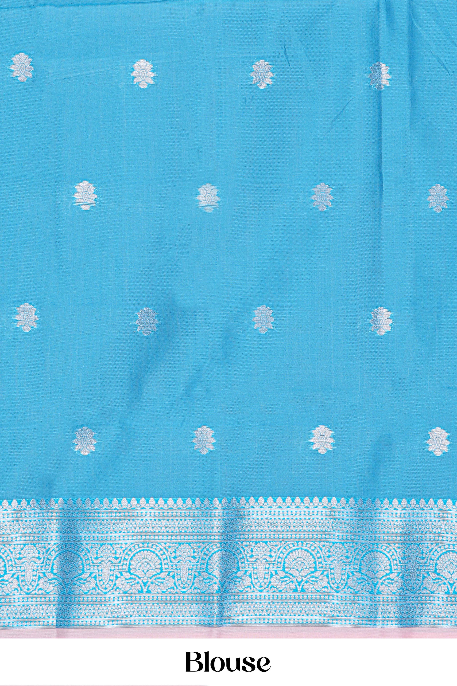 pink lichi silk saree with blue blouse