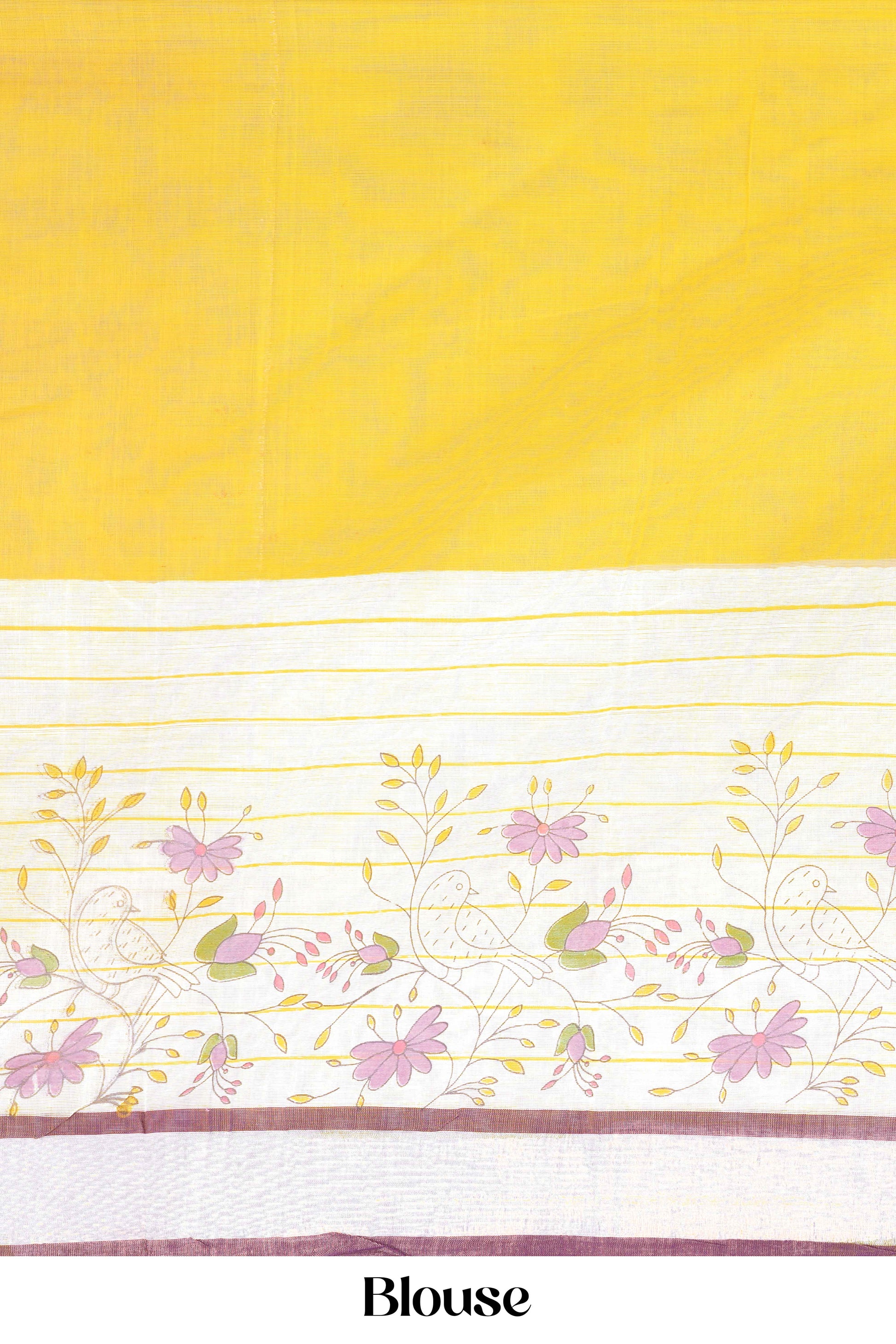 Yellow and white blouse with floral patterns