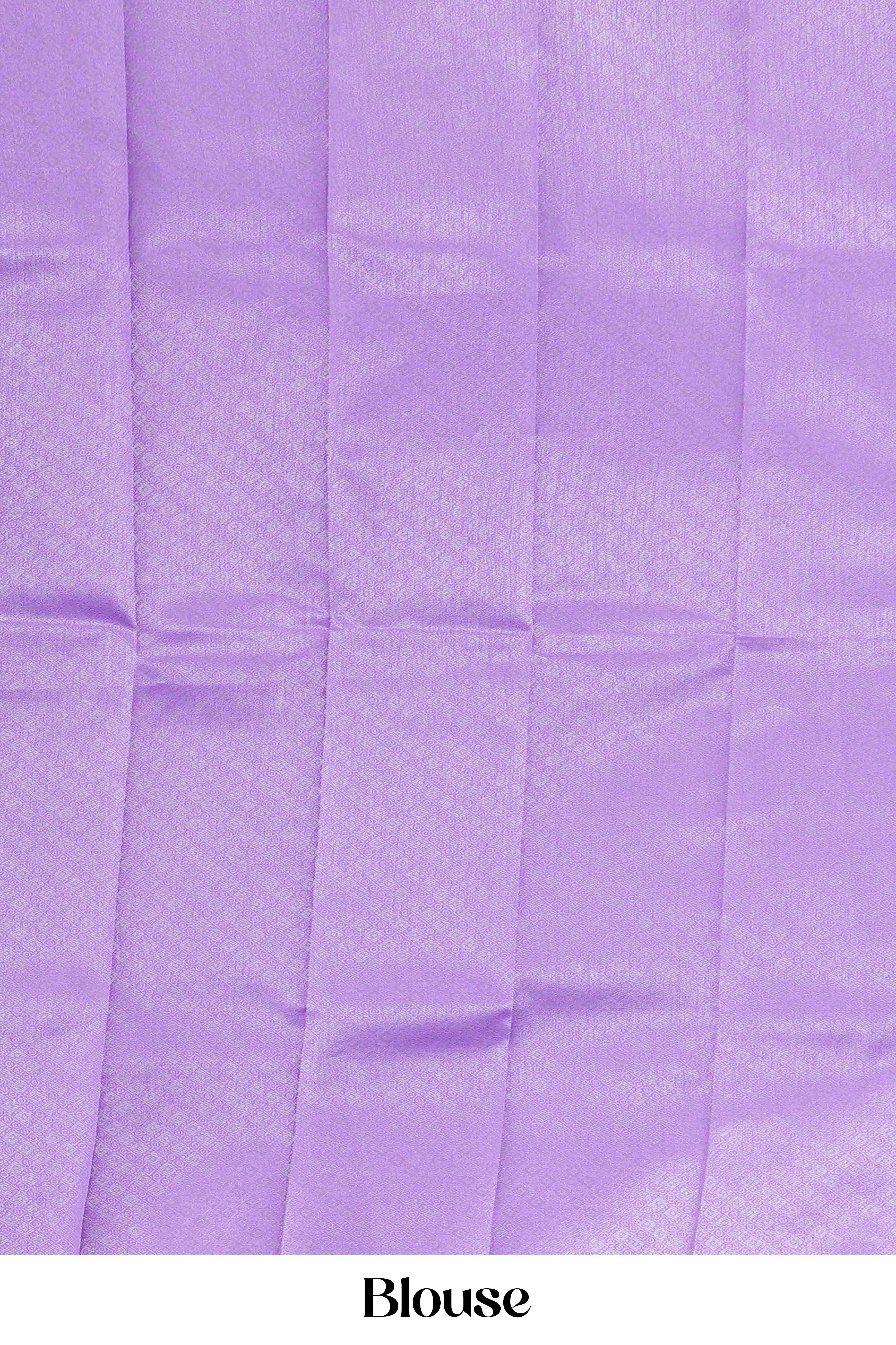 Elegant Lavender Lichi Silk Saree Subtle Self-Woven Leaf Motif In a Jacquard Style Pattern Contrast Pallu