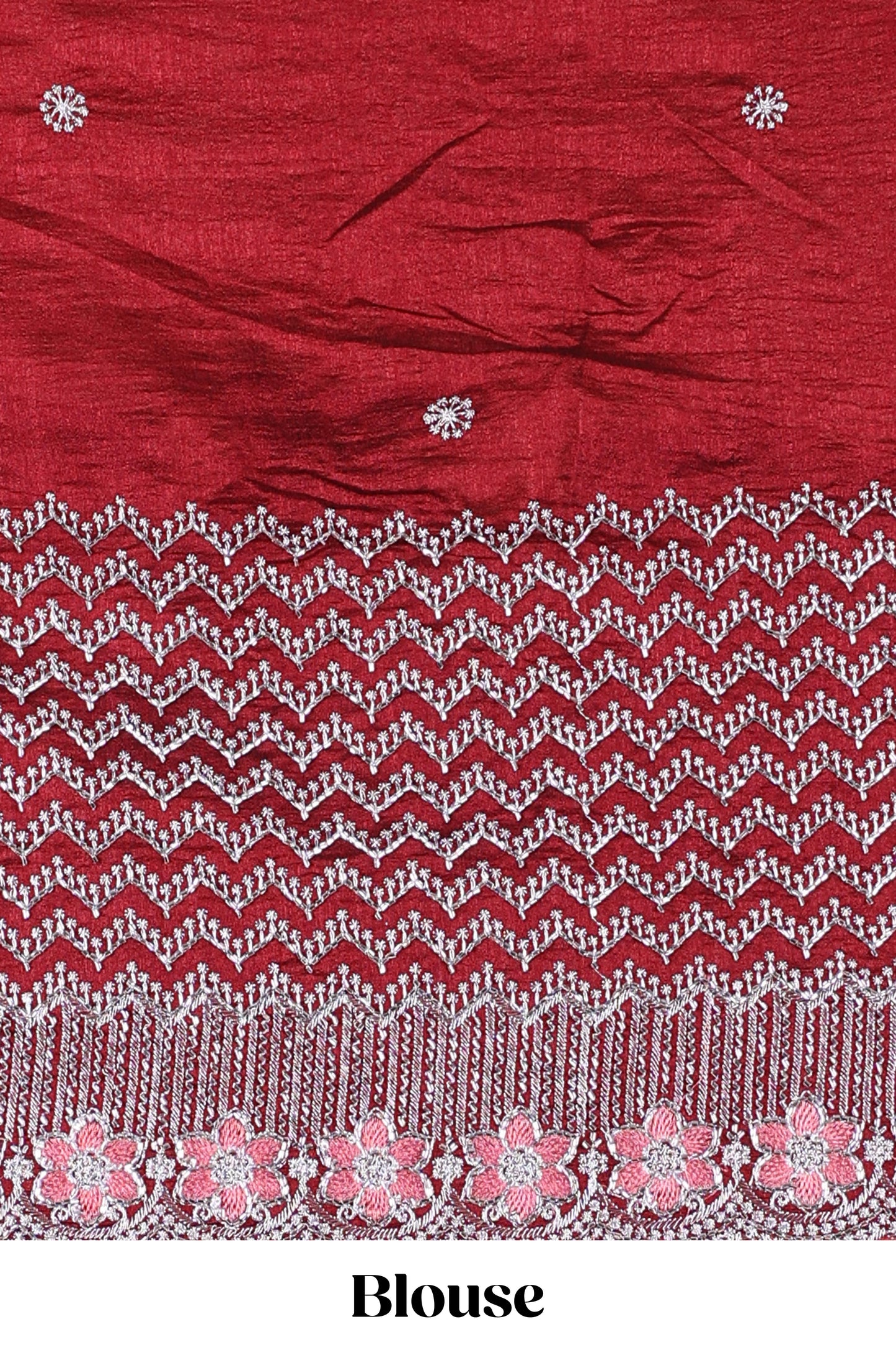 Pink designer georgette space silk saree with heavy stone & beads work, short pallu and contrast sequin embroidered blouse