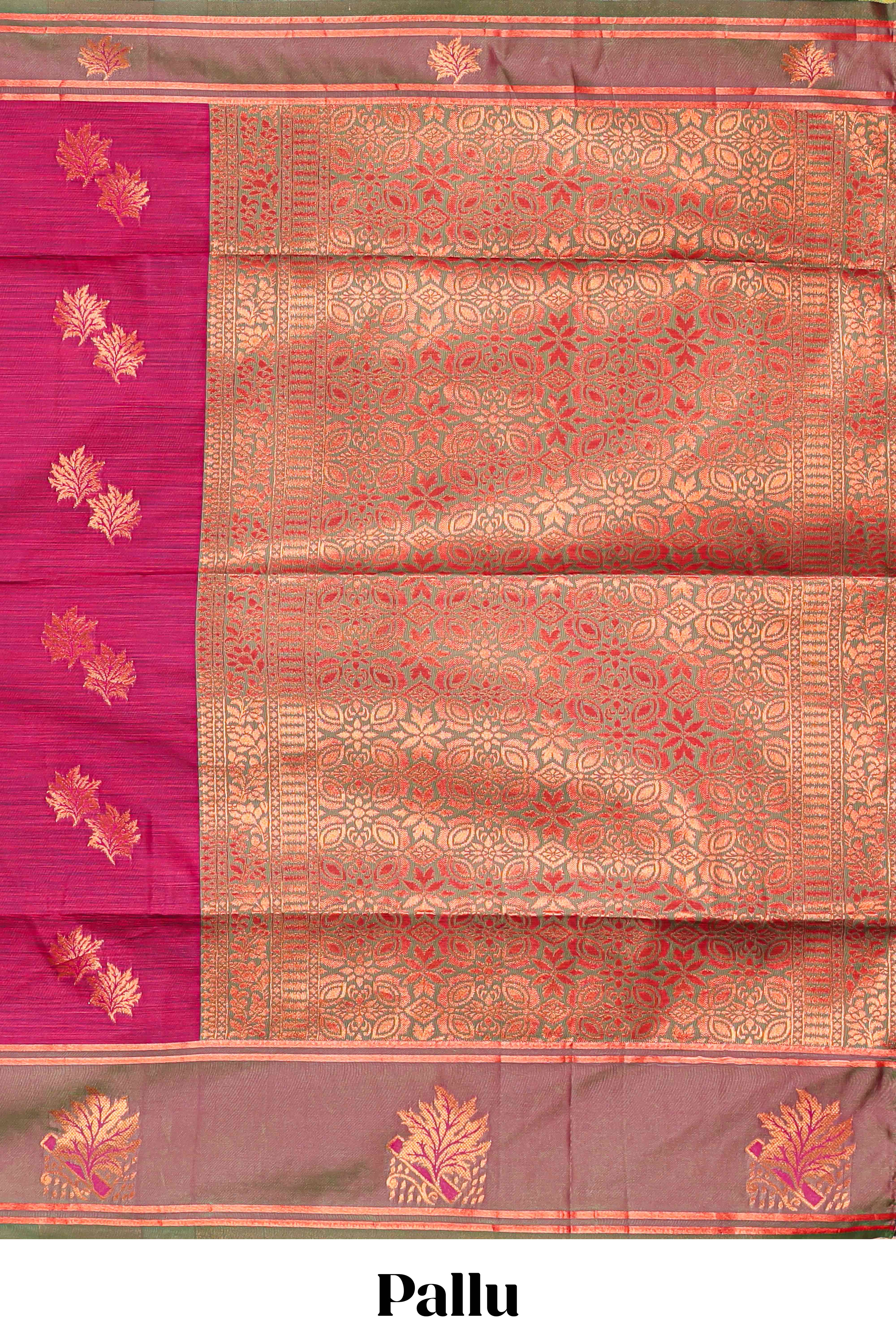 Pink Semi Soft Silk Saree Body All Over Leaf Motifs Zari Butti And Bentex Border With Grand Zari