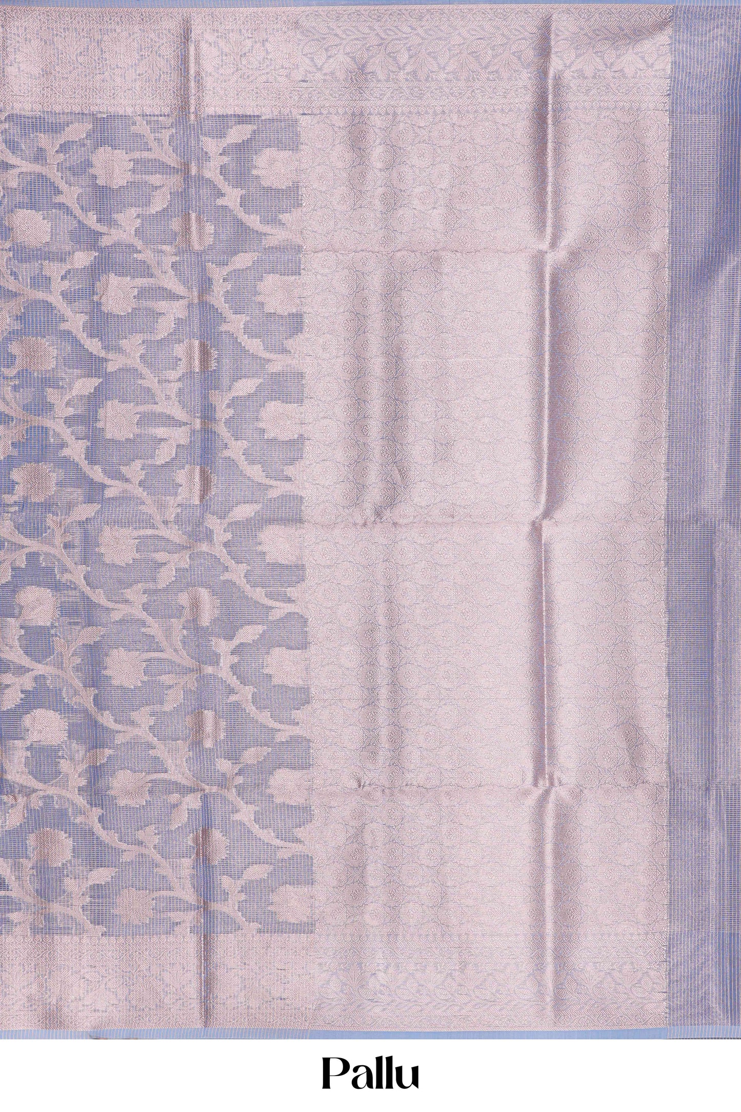tissue kota saree with a blue and white