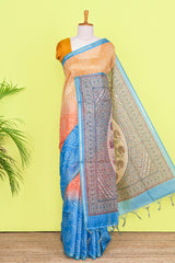 Multi Color Chanderi Cotton SareeBandhani Design Across The Body With Madhubani Print Pallu Along With Flower Motifs Blouse