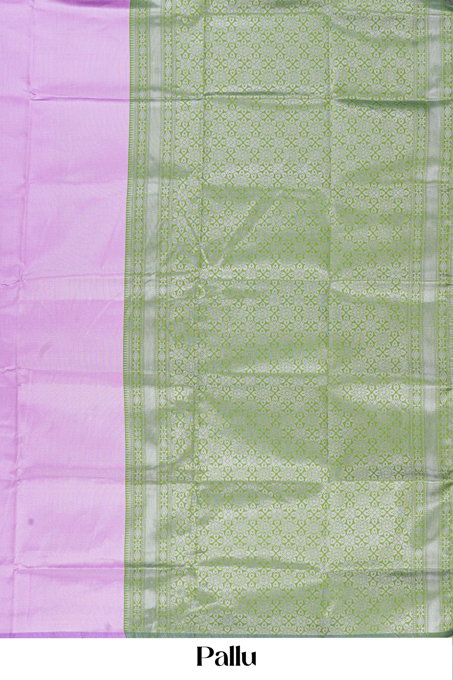Lavender lichi silk Saree with pink and green patterned pallu