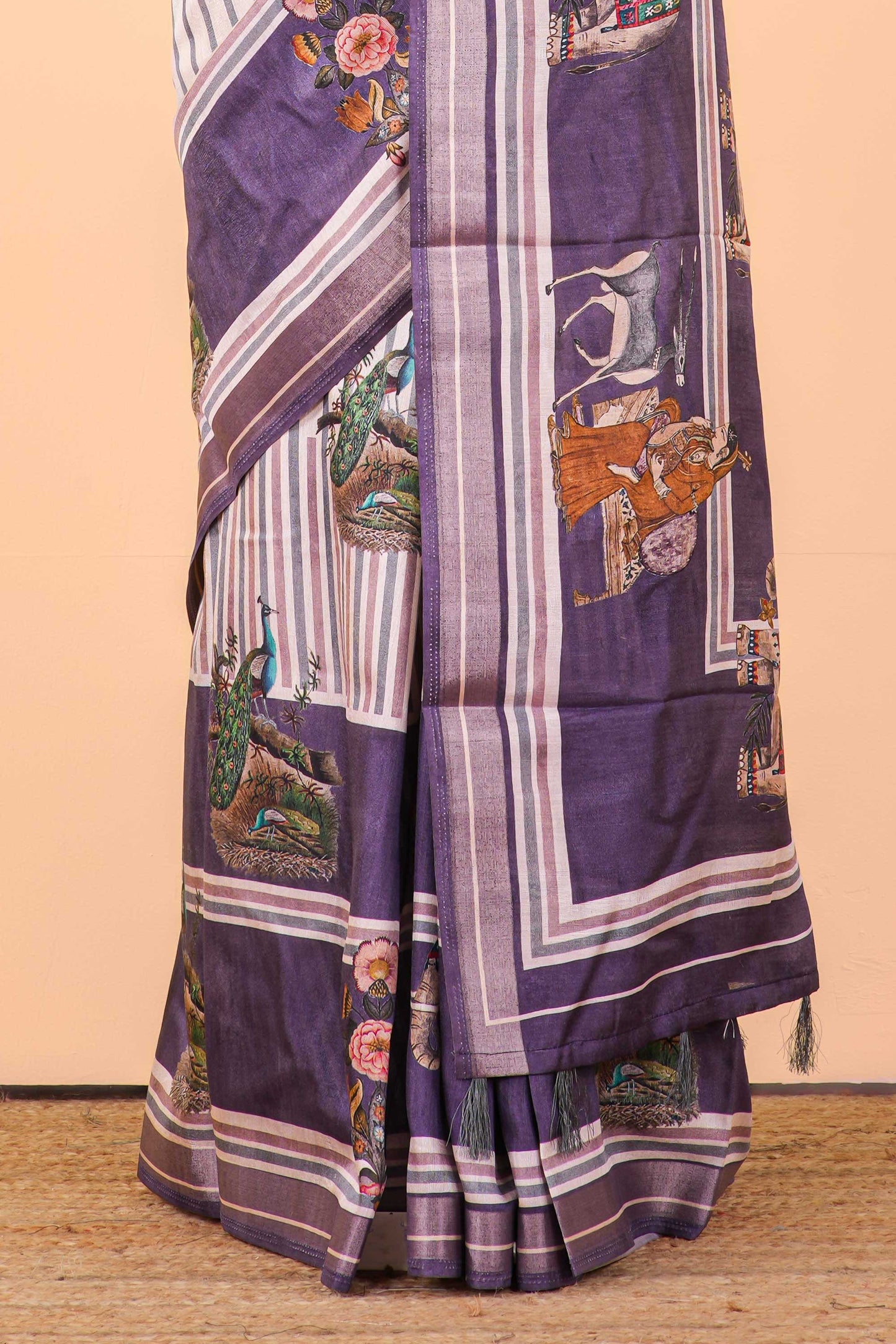 purple tussar saree