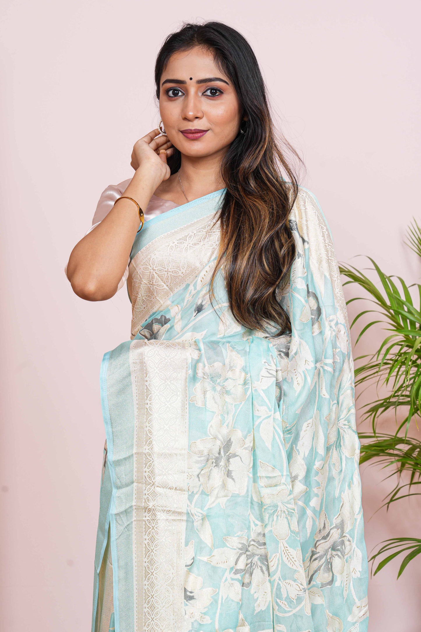 brasso blue color saree