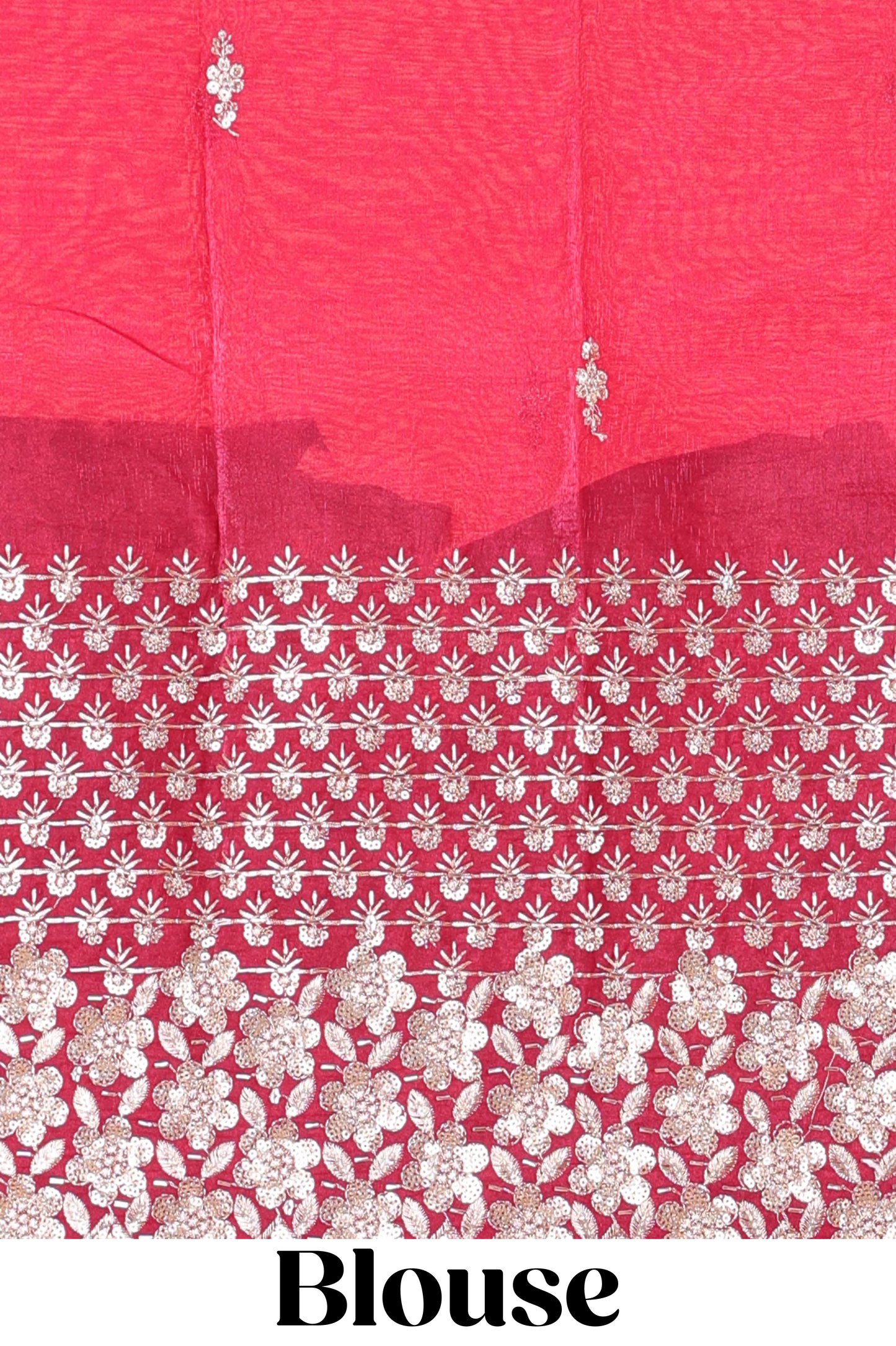 Blue designer georgette space silk saree with heavy stone & beads work, short pallu & contrast sequin embroidered blouse