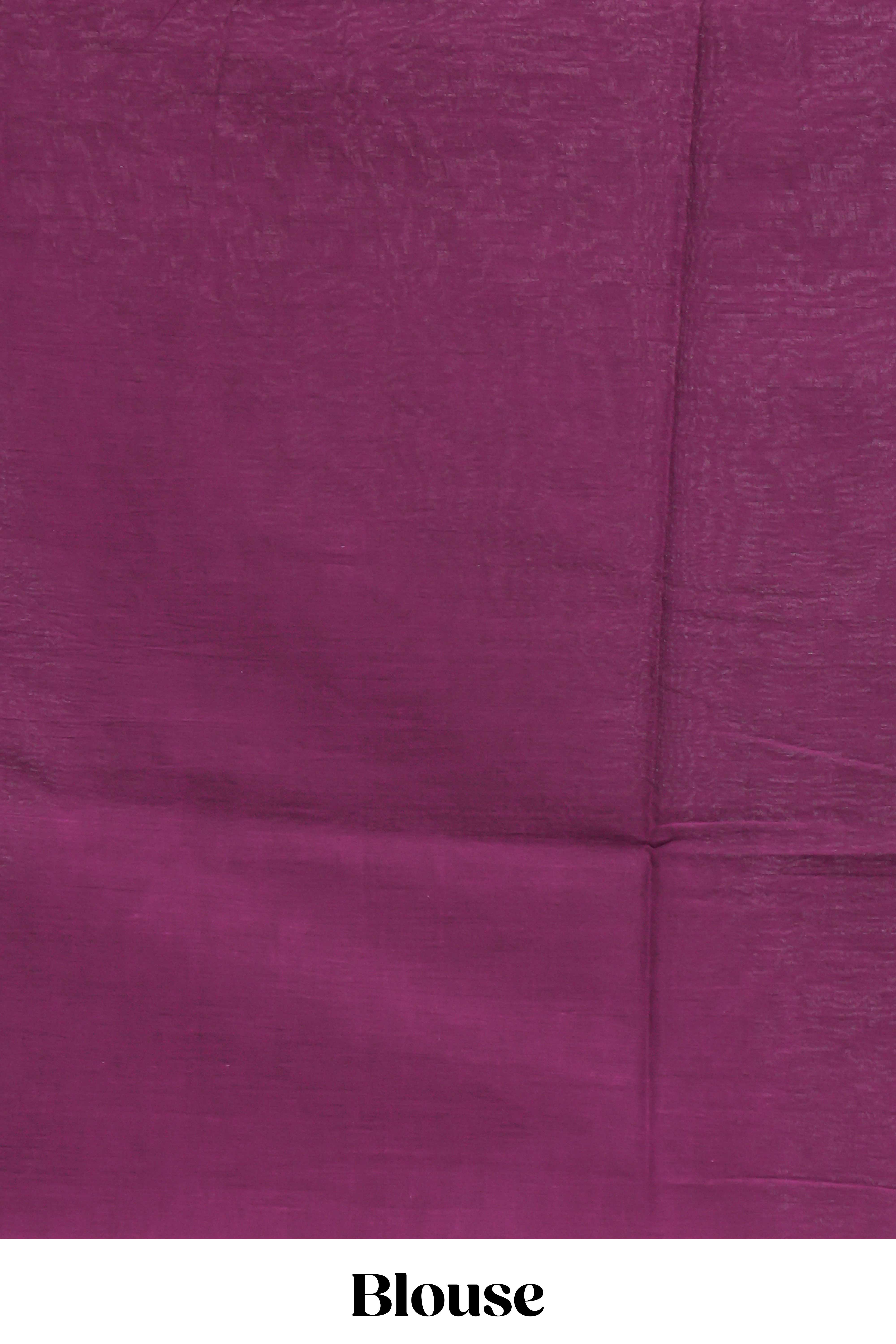 Purple plain mul mul cotton saree with self border and matching blouse