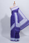 Violet plain mul mul cotton saree with self border and matching blouse