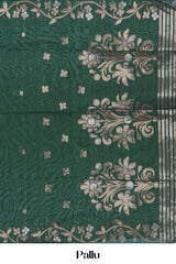 Munga Cotton Saree All Over Zari Butta With Floral Design Pallu