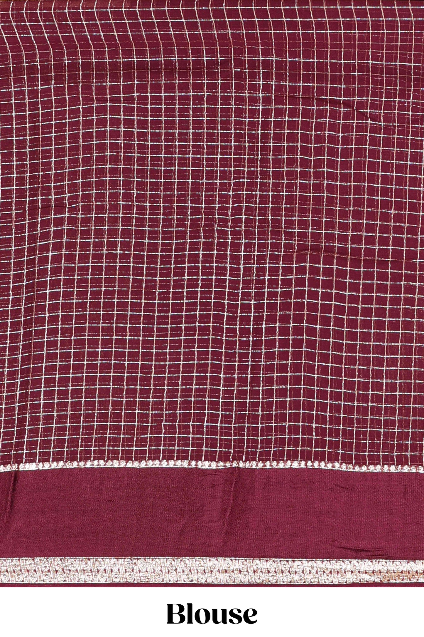 Brown Georgette Saree All Over Zari Check With Satin Border