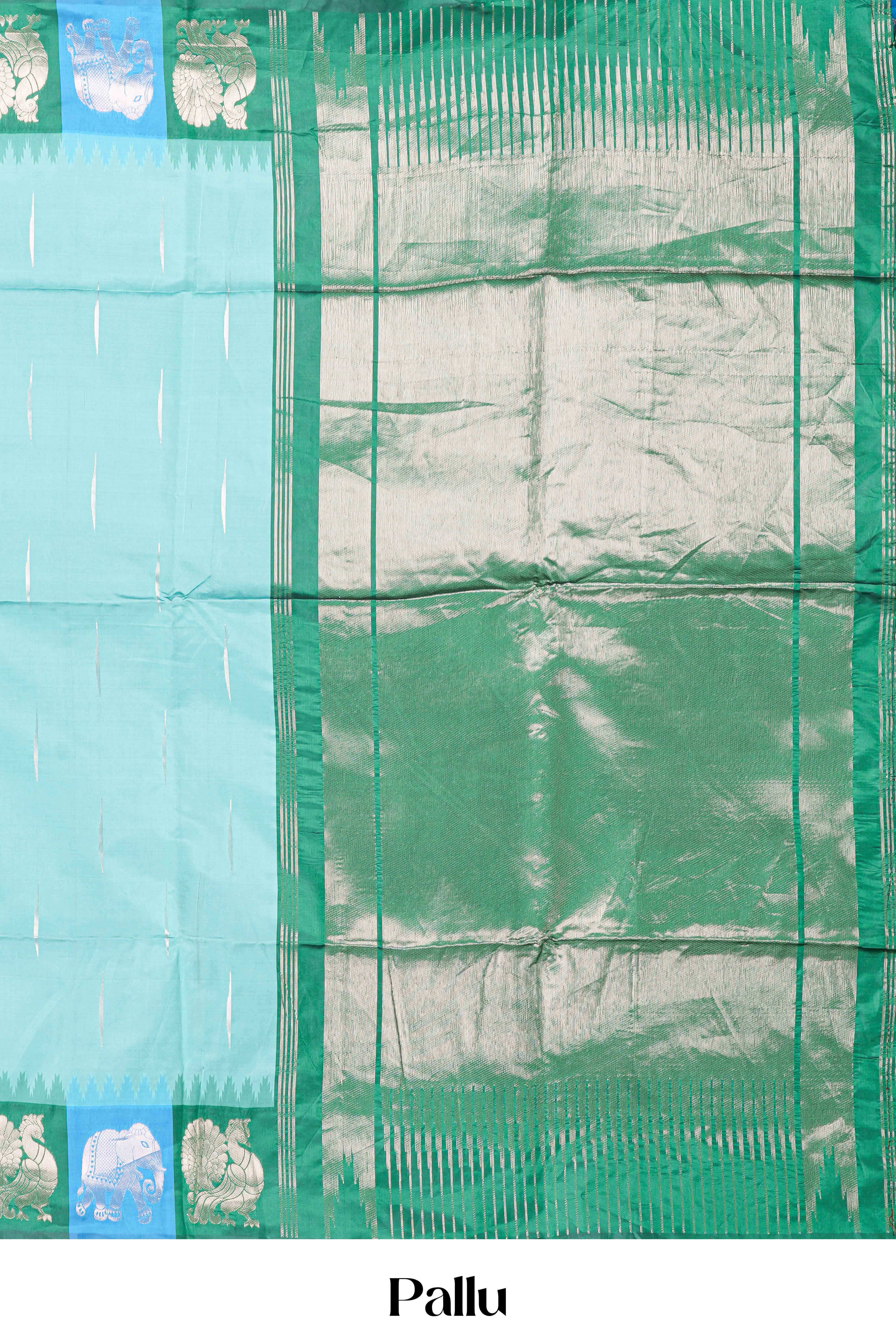 Semi Art Silk Saree All Over Zari Butta With Contrast Golden Zari Weaving Pallu
