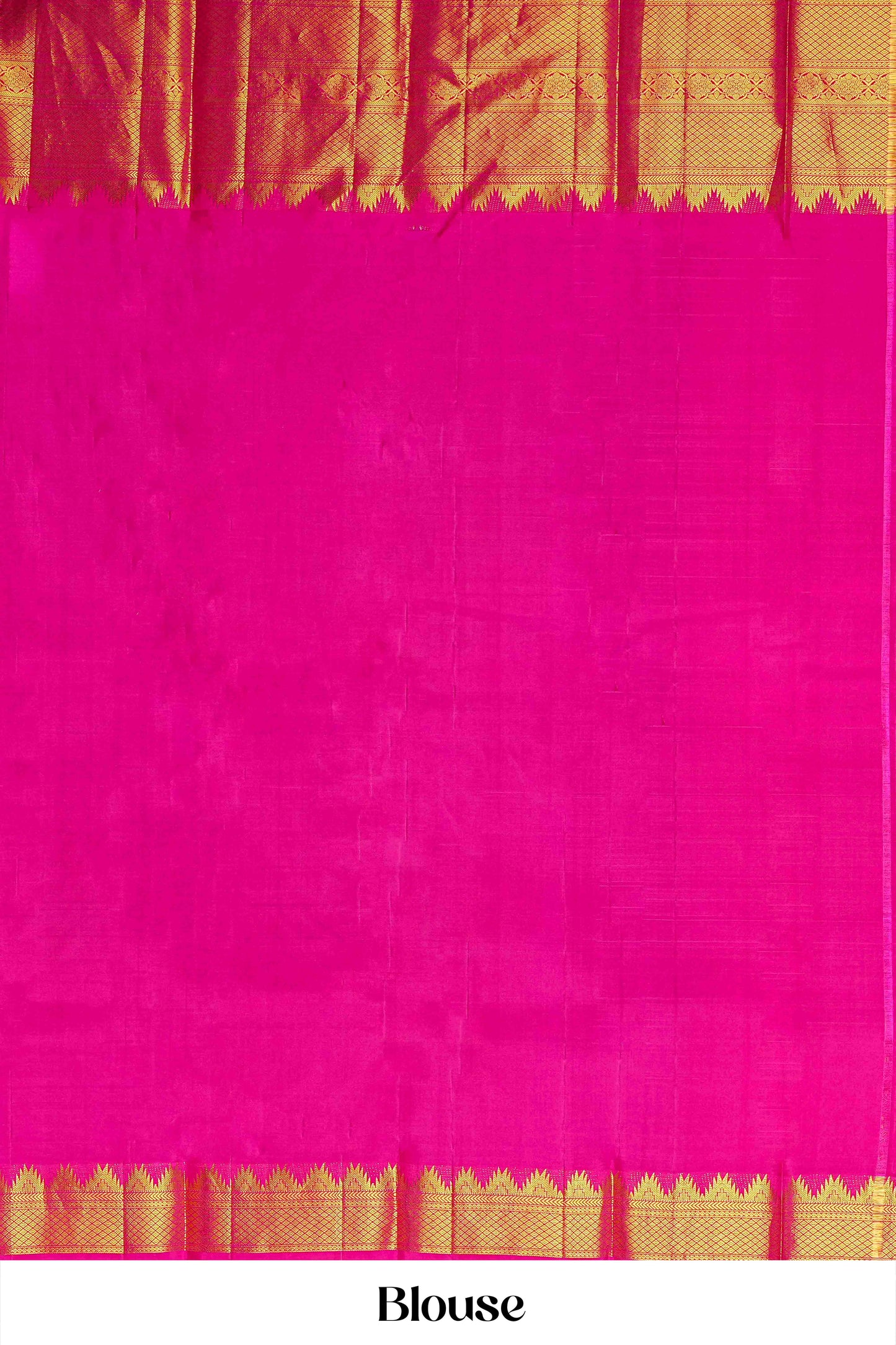 Purple & Pink Border Kanchipuram Pure Silk Saree with Gold Zari Butta and Contrast Pallu