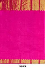 Purple & Pink Border Kanchipuram Pure Silk Saree with Gold Zari Butta and Contrast Pallu