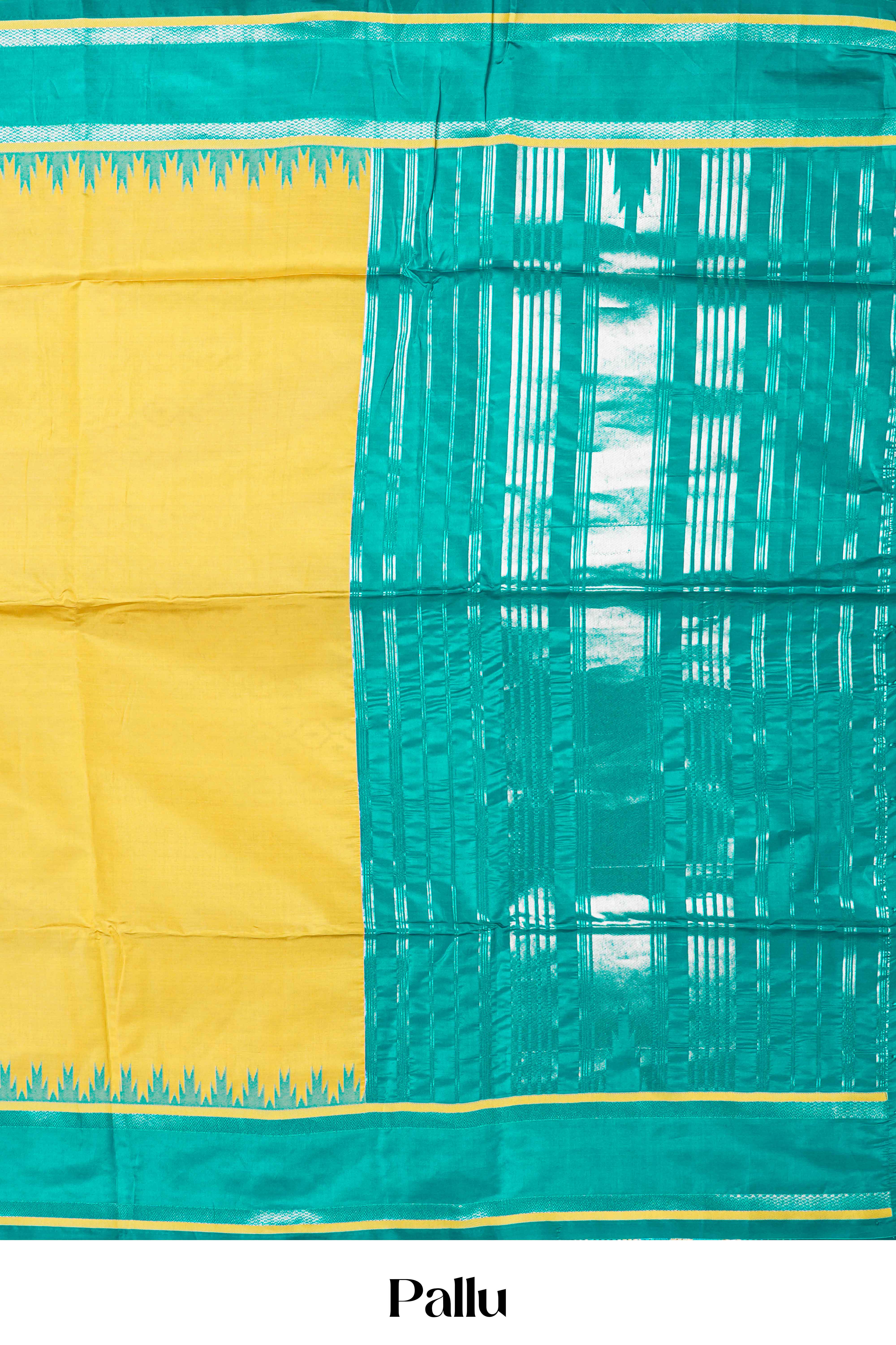Yellow Retta Petta Art Silk Saree With Plain Body Retta Petta BorderContrast Intricate Gold Zari Stripes Pallu