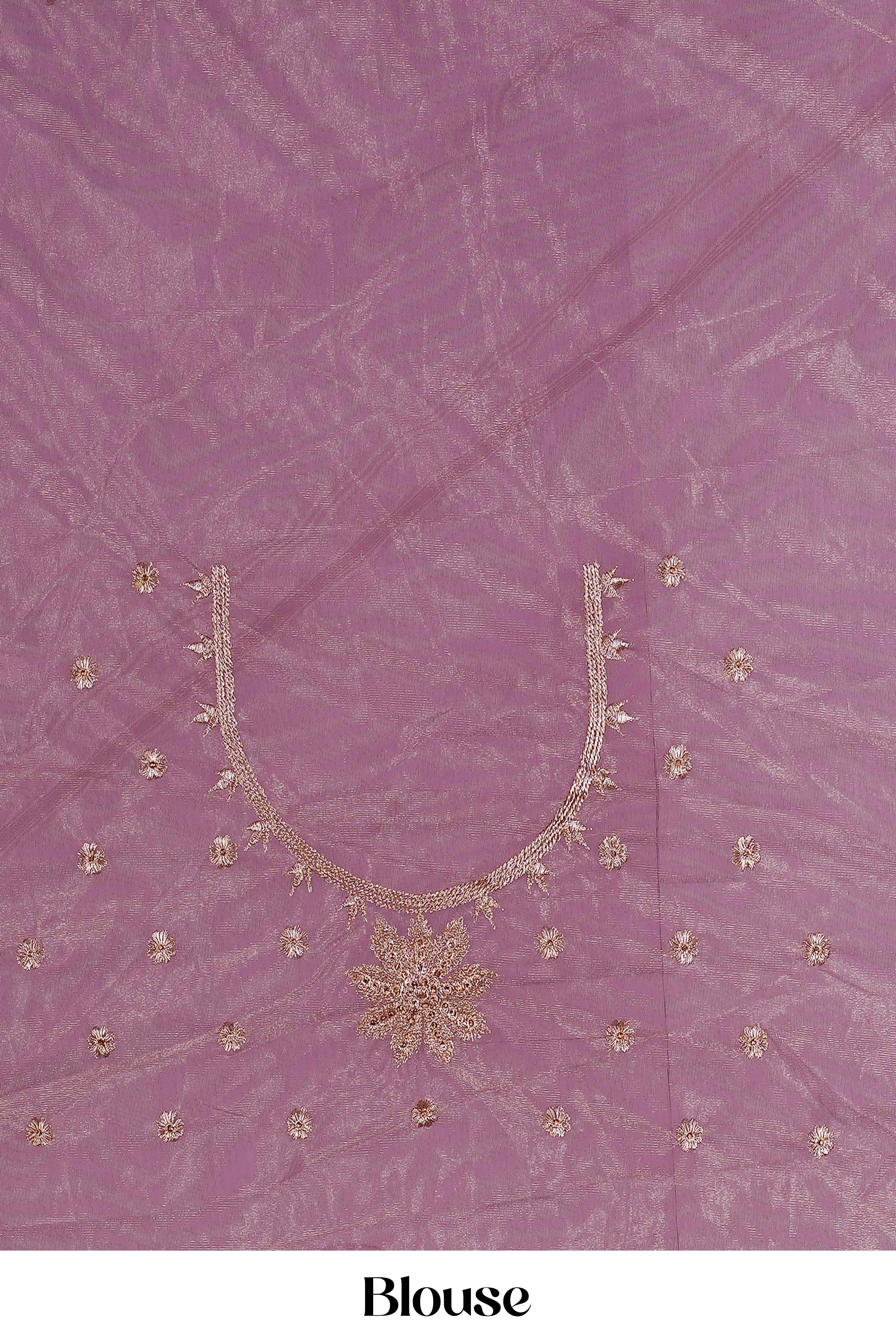 Twill Net Gold Zari Embroidery With Zarkan Diamond Saree
