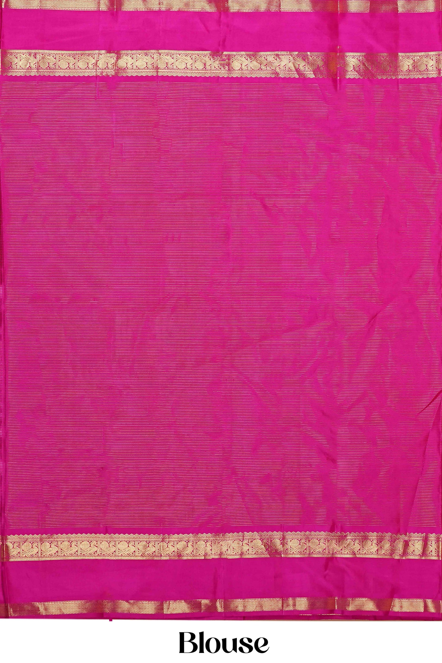 Kanchipuram Vaira Oosi Silk Saree in Bright Pink with Gold Zari and Contrast Magenta Border