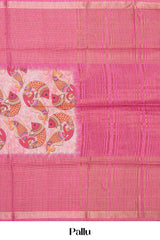 Art Tussar Centre Print With Zari Border