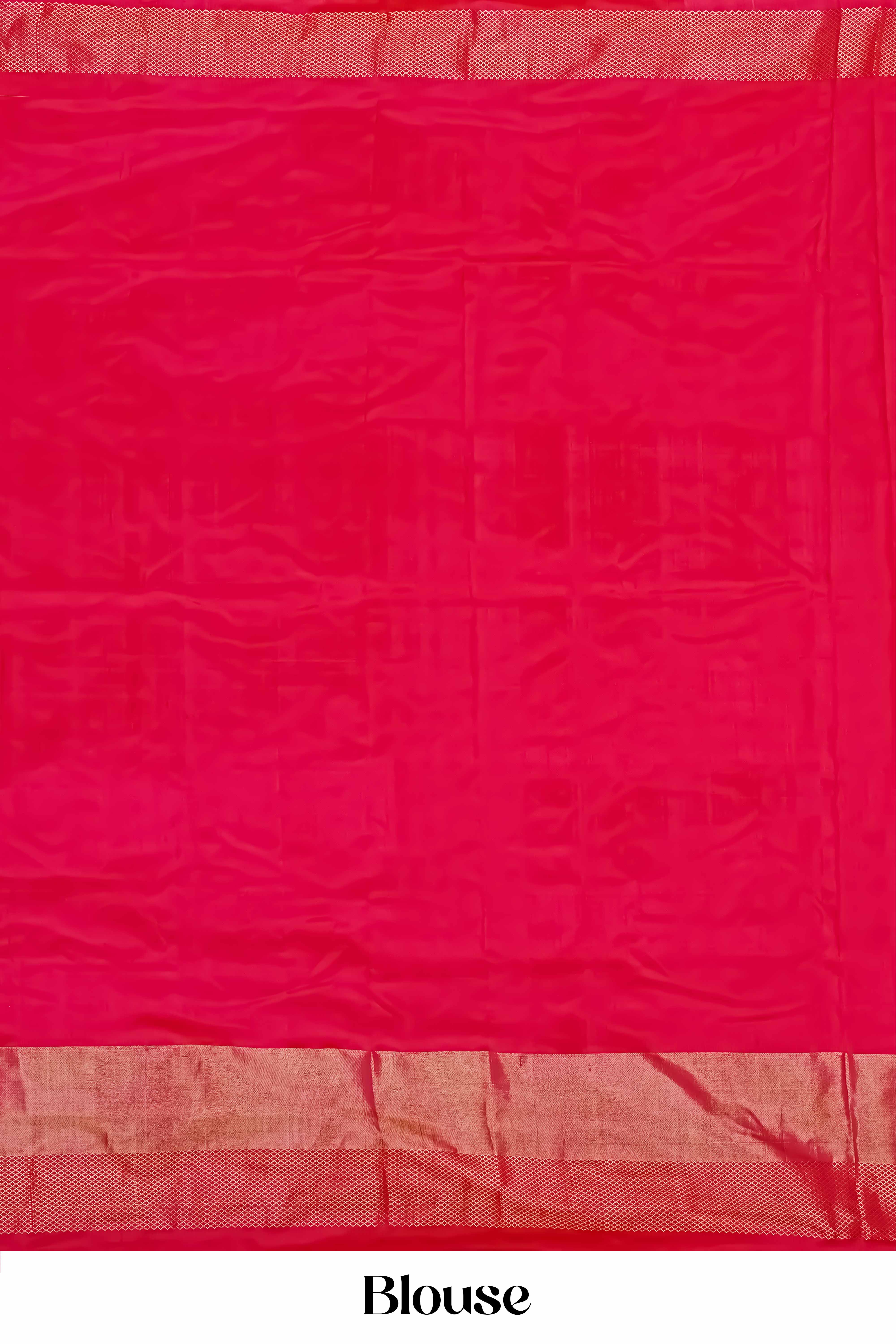 Pure Pochampally Ikkat Silk Saree in Leaf Green with Rani Pink Border & Traditional Motifs