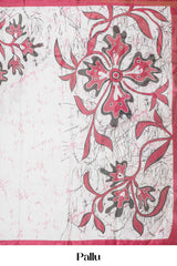 White south cotton Saree DigitalPrint Across The Body With Contrast Border