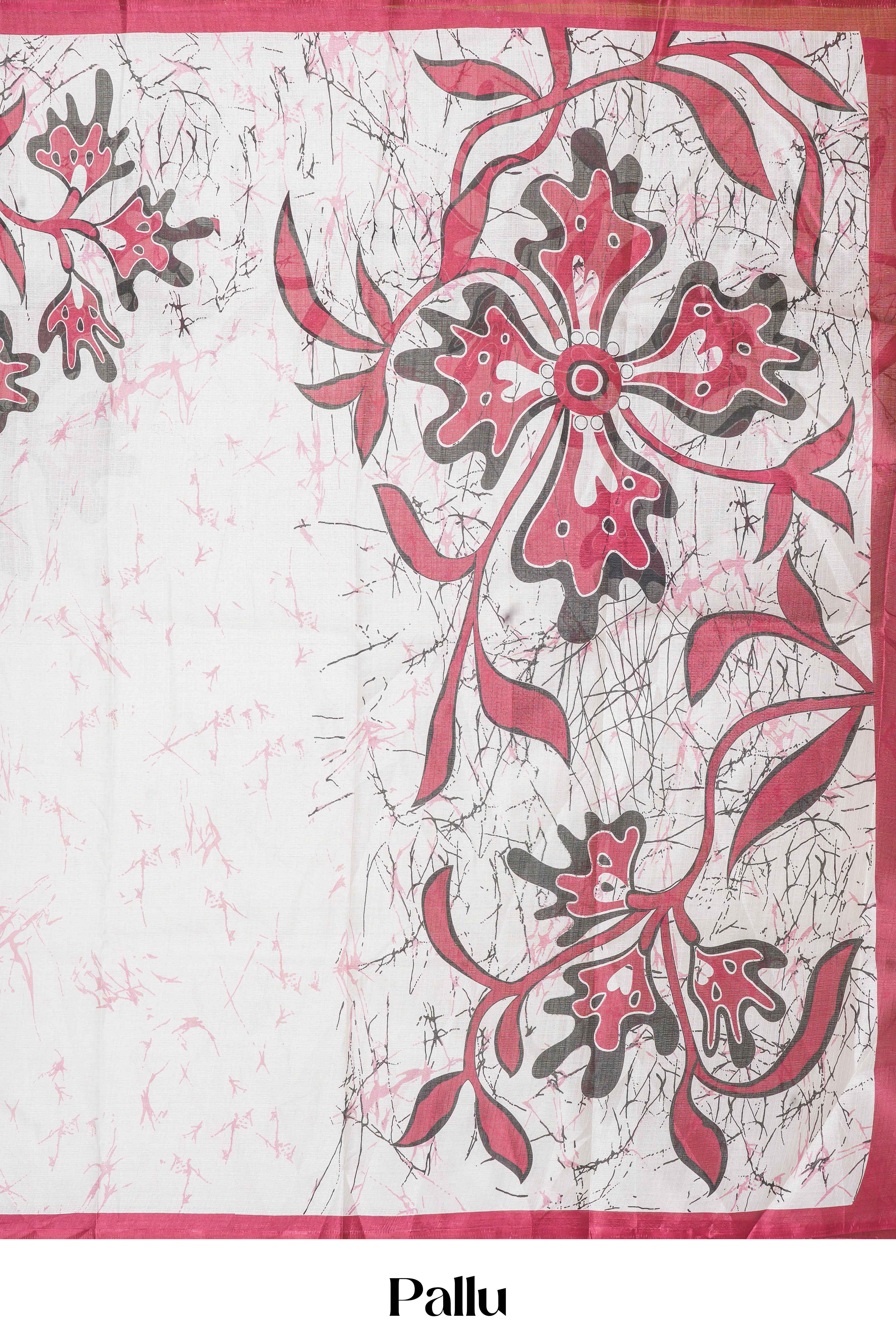 White south cotton Saree DigitalPrint Across The Body With Contrast Border