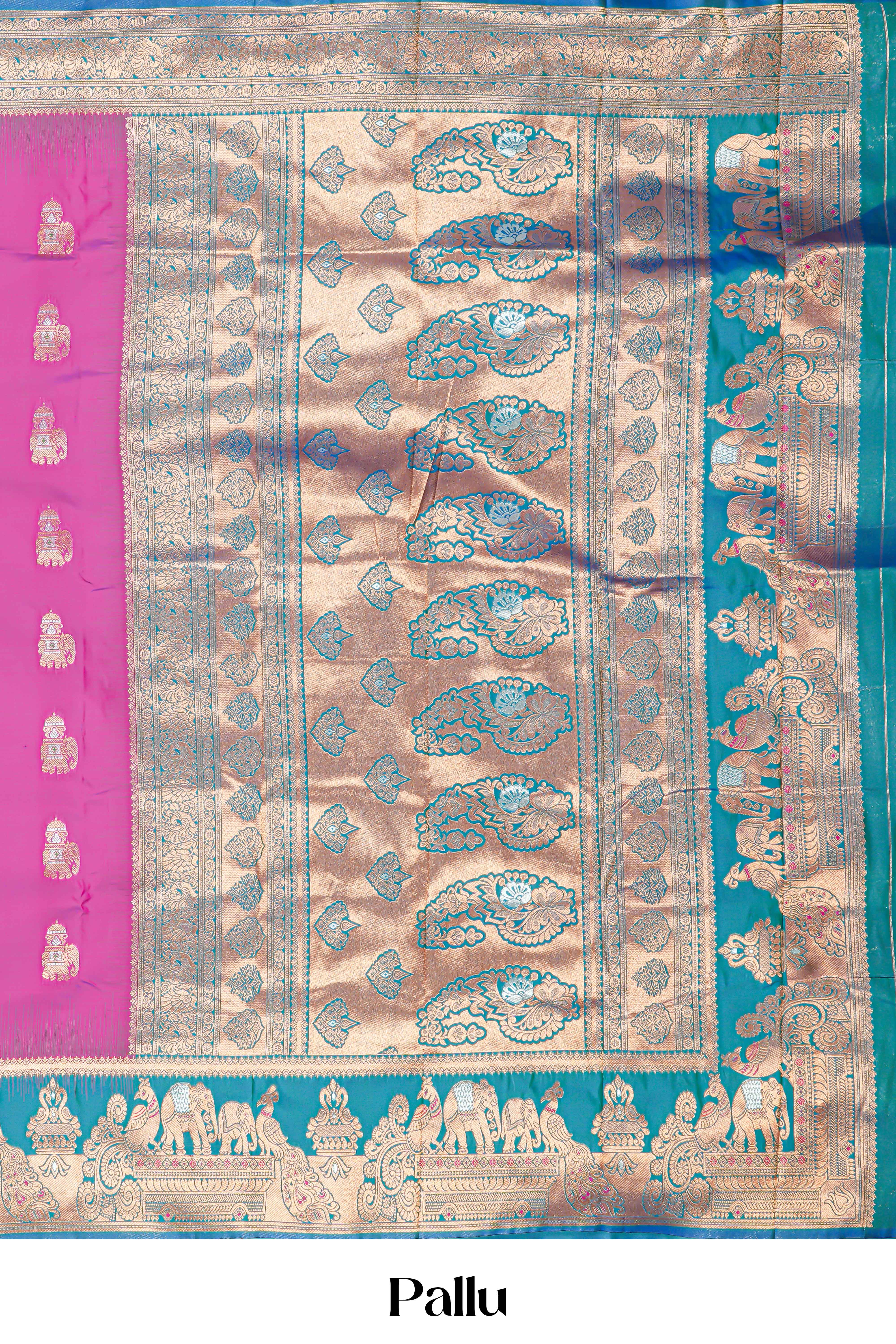 Art Silk Saree Zari Butta Across The Body With Zari Weaving Mayil, Floral Design Pallu