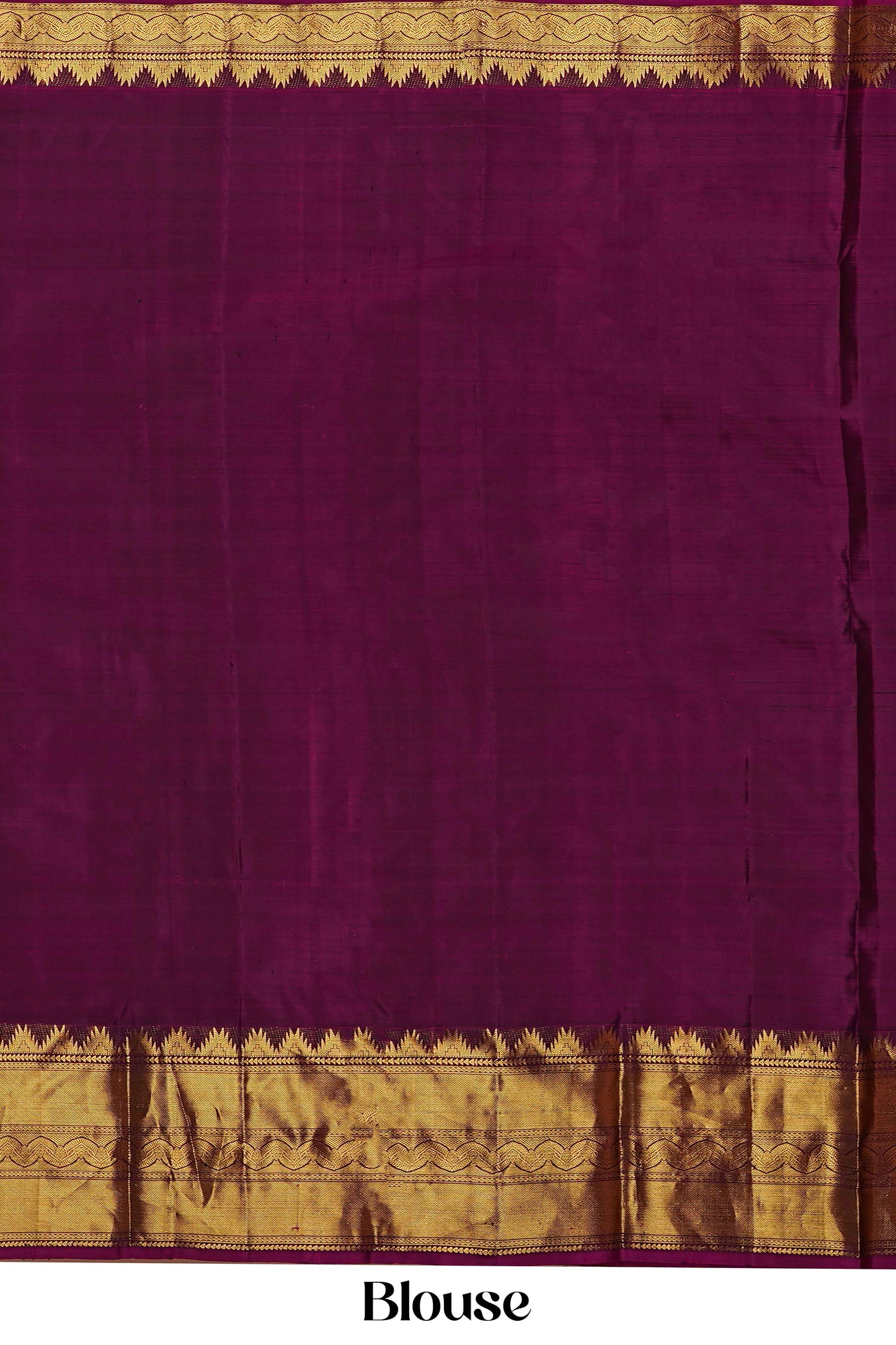 Olive Green & Pink Long Border Kanchipuram Pure Silk Saree with Gold Zari Detailing