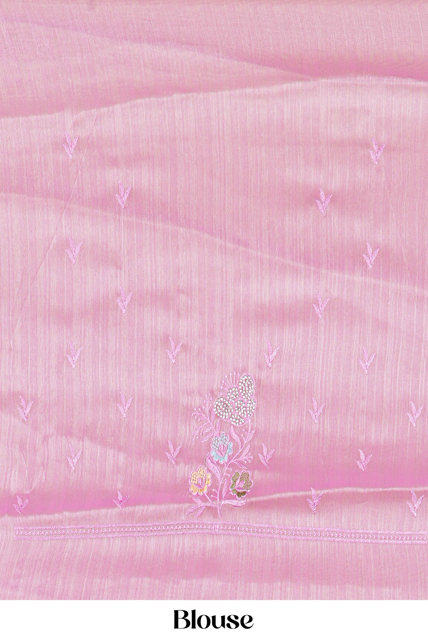 Pink blouse with floral embroidery