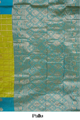 Semi Art Silk Saree Zari Check Across The Body With Contrast Pallu Along With Blouse
