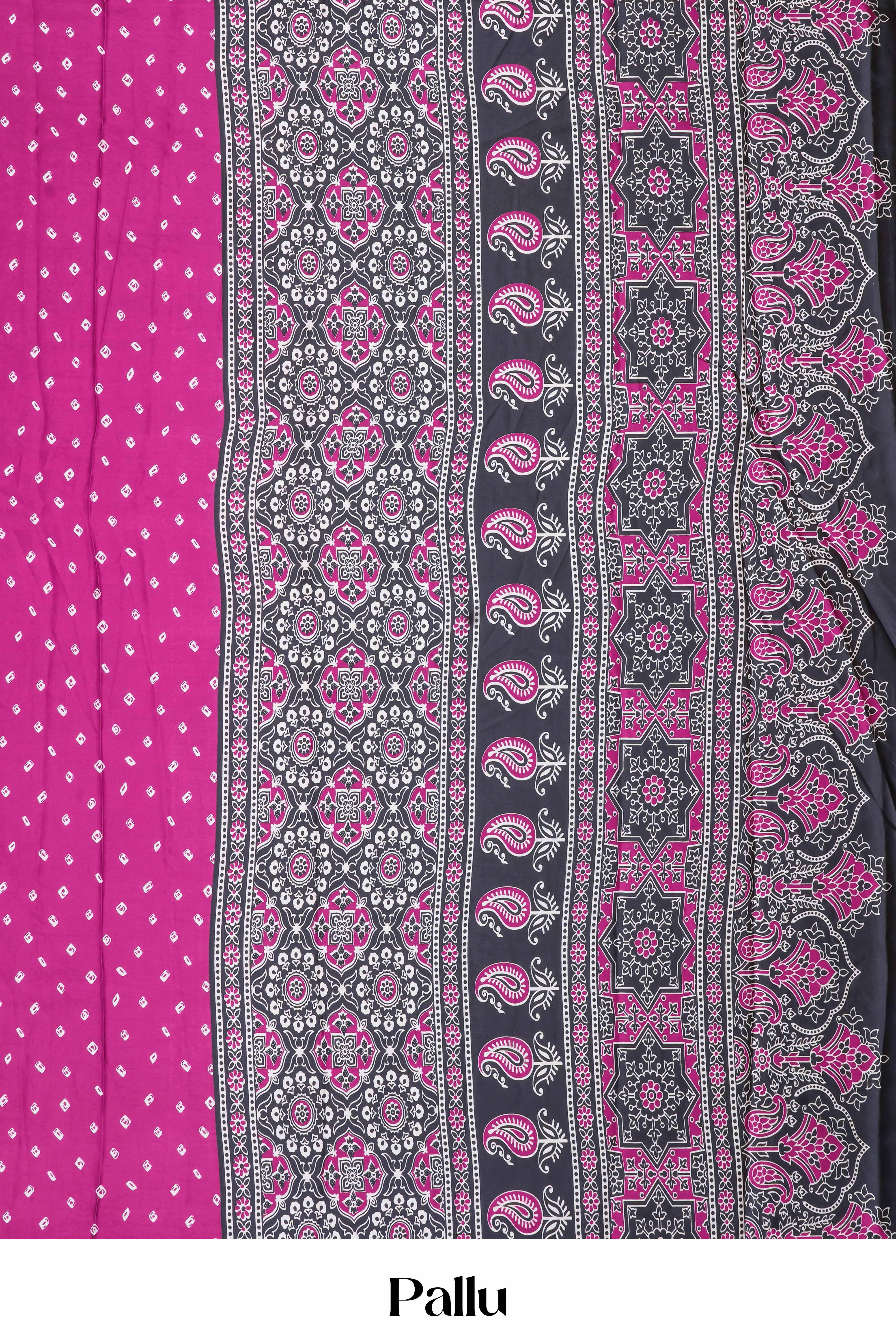 Pink Modal Silk Saree Bandhani Print Across The Body With Ajrakh Design Pallu Along With Blouse