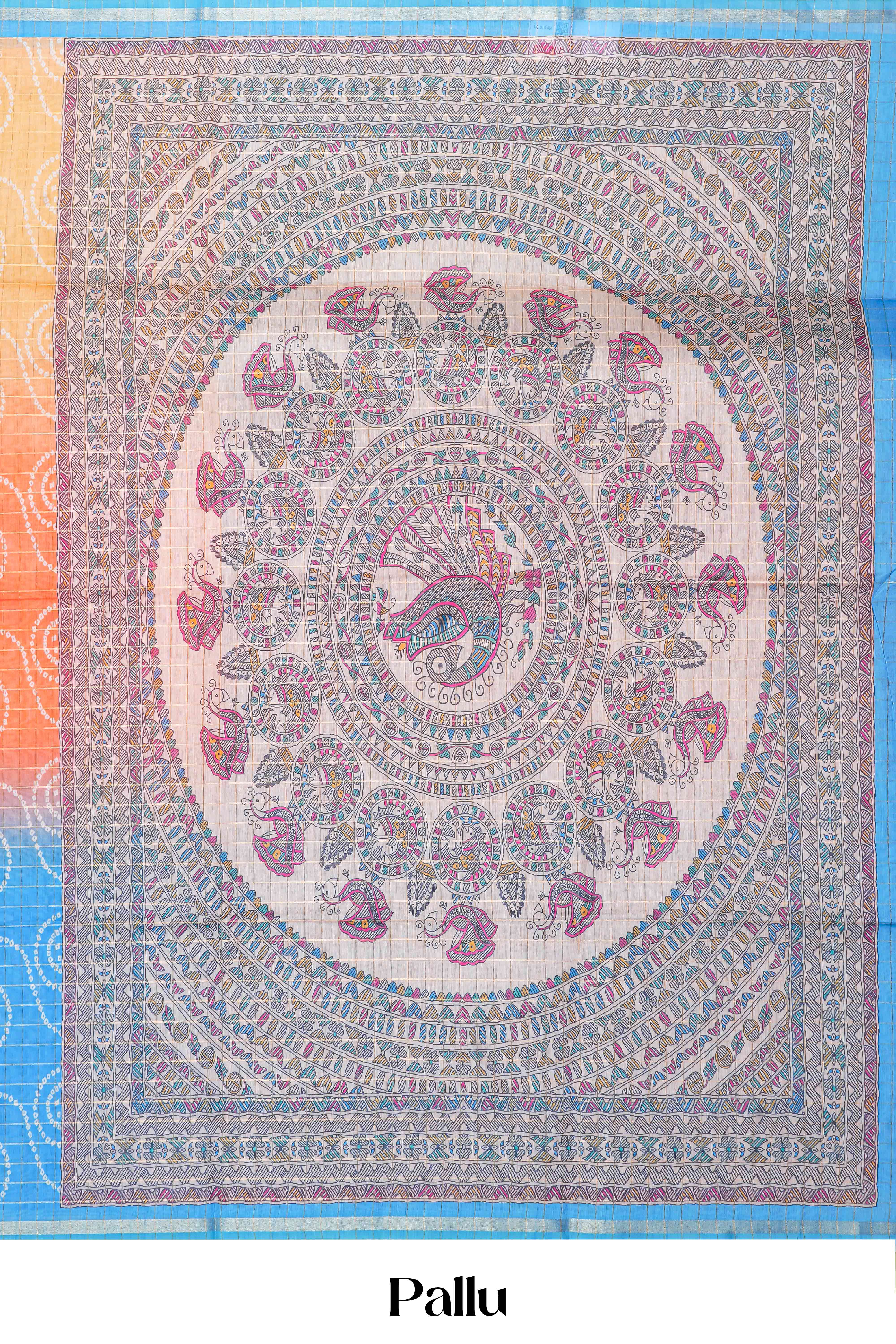 Multi Color Chanderi Cotton SareeBandhani Design Across The Body With Madhubani Print Pallu Along With Flower Motifs Blouse