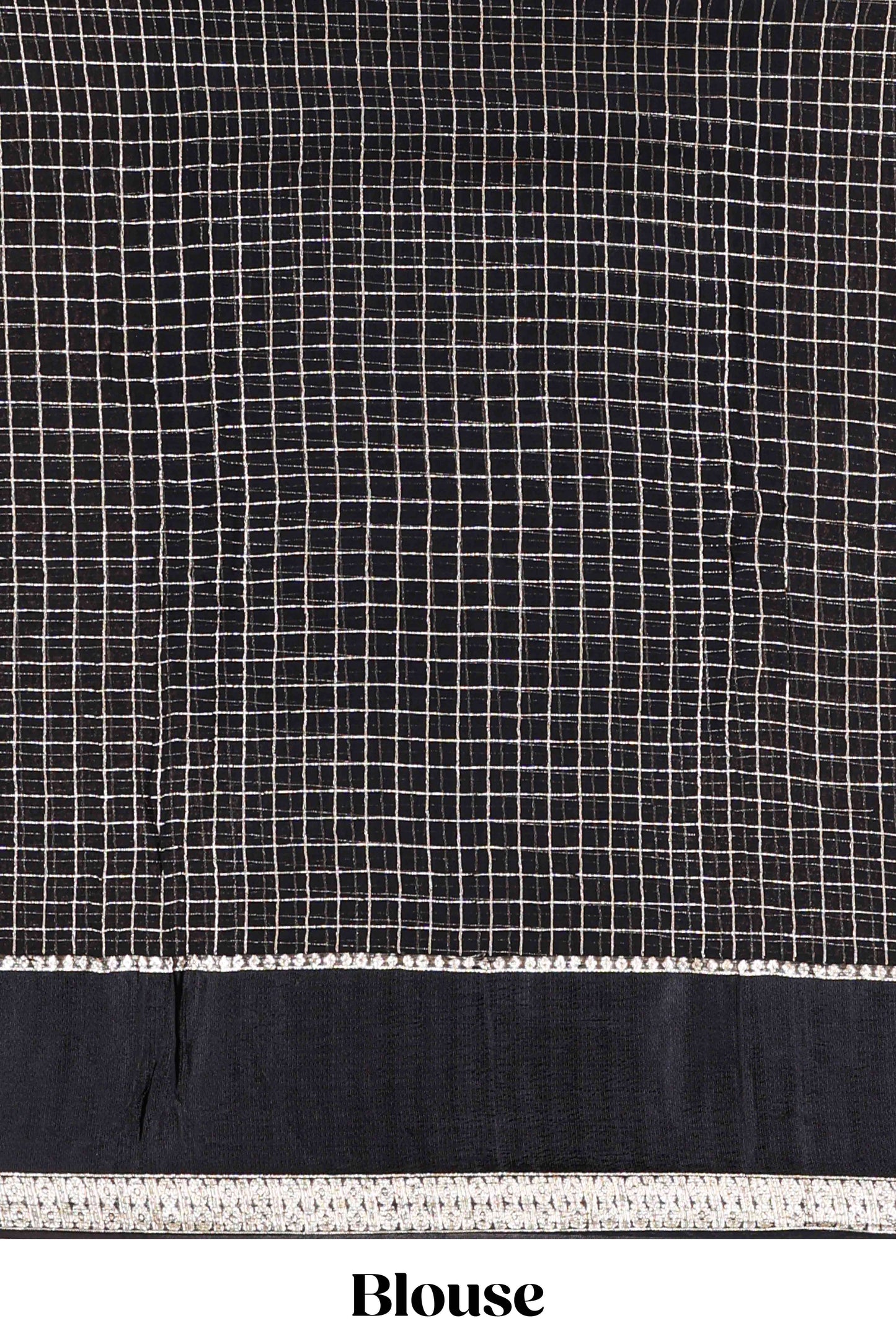 Black Georgette Saree All Over Zari Check With Satin Border
