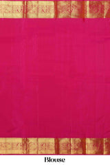 Rani Pink & Gold Self-Butta Kanchipuram Pure Silk Saree with Rich Zari Border