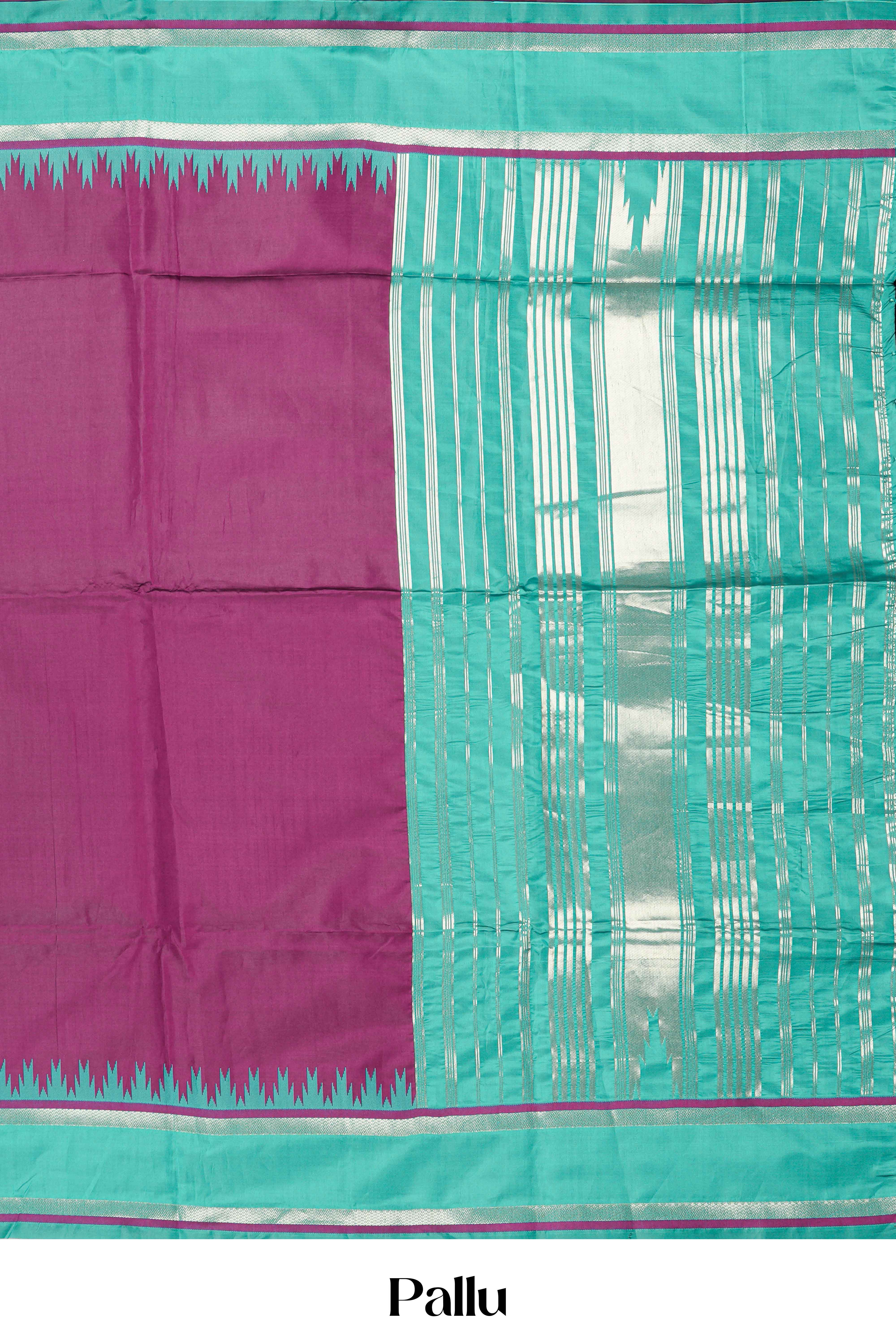 Purple Retta Petta Art Silk Saree With Plain Body Retta Petta Border Contrast Intricate Gold Zari Stripes Pallu